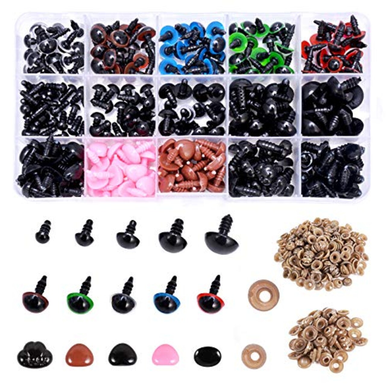 570 Pcs Plastic Safety Eyes and Noses with Washers , Craft Doll Eyes and Teddy Bear Nose for Amigurumi, Crafts, Crochet Toy and Stuffed Animals (Assorted Sizes)